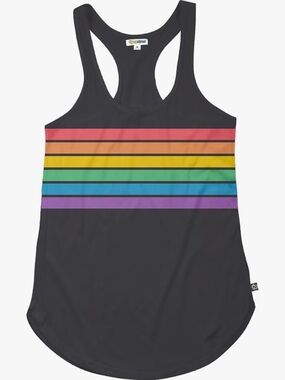 Rainbow Stripe Racerback Tank Top - Black